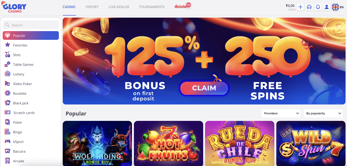 glory casino home page